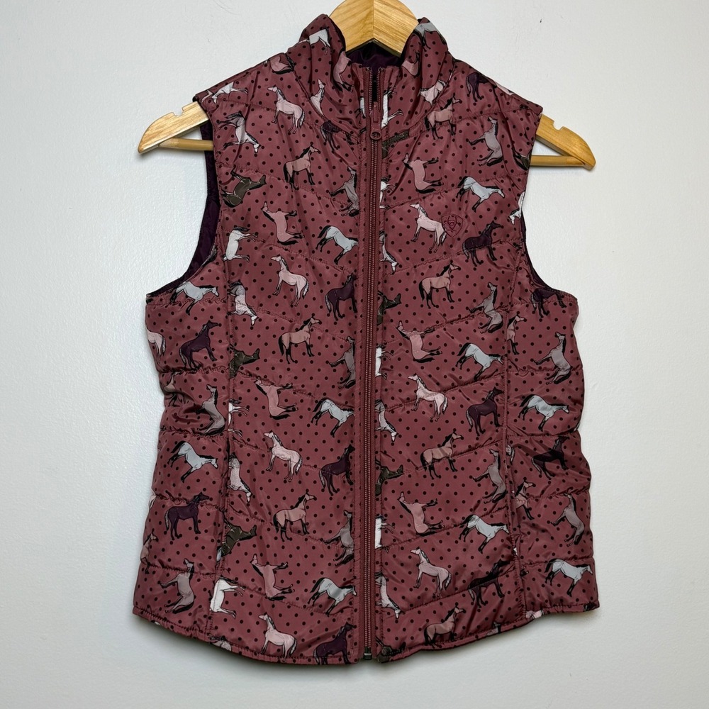 Ariat Girls Bella Reversible Insulated Puffer Vest Wild Ginger Ponies Youth XL
